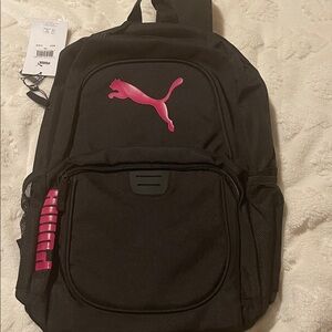 Puma Black Backpack with Pink Logo New